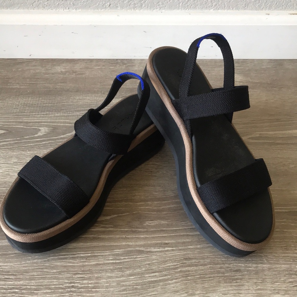 Rothy's The Lightweight Wedge Sandal in Pepper Platform size 9.5